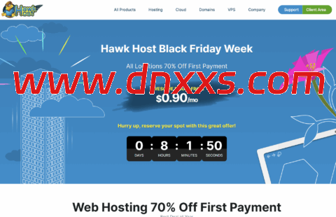 #黑五#HawkHost:虚拟主机首付3折起$0.75/月起,VPS主机8折$4/月起,香港/新加坡/美国机房-小学生测评