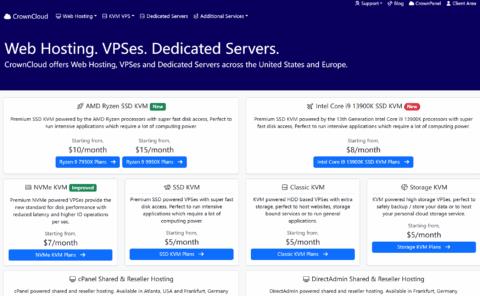 CrownCloud 荷兰 VPS 特价:AMD EPYC / 6GB内存 / 60GB SSD / 3TB流量 / 10Gbps带宽,月付 $5 起