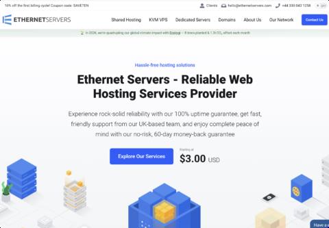 Ethernet Servers:便宜大带宽 VPS,10Gbps 端口,1核1GB月付 $3 起,可选美国/英国/德国机房